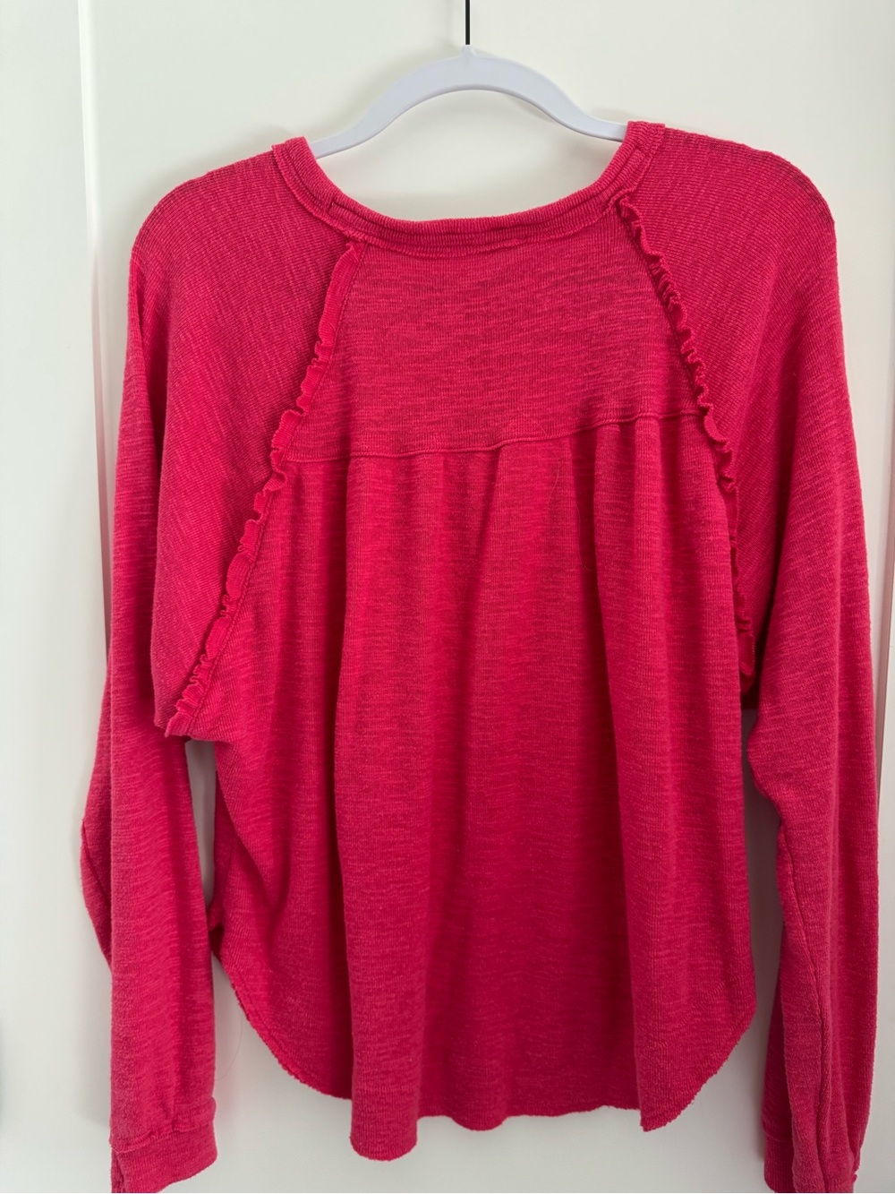 Pilcro Raspberry Ruffle Raglan Sweatshirt - Picture 2 of 3